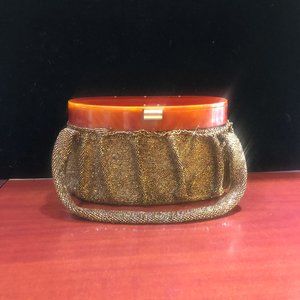 Vintage Beaded Bakelite Stone Bag Circa 1940's